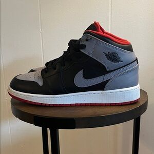 Nike Kids Sneakers Black and Gray with Red Accents